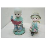 2 Vintage Precious Moments Garden Statues. 12.5" tall & 10" tall