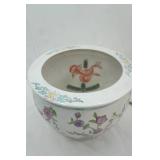 Vintage Chinese Porcelain Fish Bowl Planter. Jardiniere. 10" tall with a 12.5" diameter