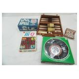 Vintage Games: travel backgammon, Hi-Q, Spill and Spell, French Roulette