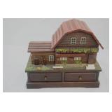 Vintage Musical Barn Jewelry Box. 12"x6"x10"