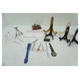 Vintage Letter Openers, Plate and Photo Display Stands, Pinochle Scoring Pads, Mallard Card Holder Box, Short shoe horns and more