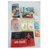 Vintage Game Lot: Boggle, oh hell, flash cards, dragon dominoes, Mille Bornes