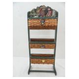 Rooster & Chicken Basket Stand (3 letter baskets) 31" tall by 13" wide by 5.5"deep