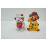 Ceramic Clown Coin Bank 7" tall; Vintage Poly Clown Coin Bank 8" tall