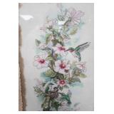 Framed Hummingbird and Flowers Cross Stitch 23.5"x19.5"