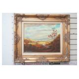 Landscape Oil Painting in Ornate Frame 26.5"x30"
