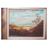 Landscape Oil Painting in Ornate Frame 26.5"x30"