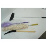 Dusters, small broom, cleaning brush