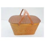 Enamelware Plates, Enamelware Cups, Vintage Redmon Picnic Basket