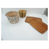 Vintage Teak Wood Trays, Apple Baskets, Clothespins
