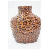 Ceramic Vase (textured pattern-leaves/scales) 9" tall