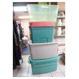 4 Storage Totes (3 have lids, 2 are XL)