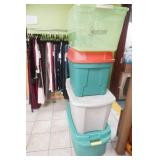 4 Storage Totes (3 have lids, 2 are XL)