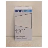 NEW ONN 120” WALL MOUNTED PROJECTOR SCREEN WRINKLE FREE MATERIAL