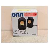 NEW ONN USB POWERED STEREO SPEAKER 5FT 3.5MM AUX INPUT JACK