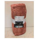 NEW MAINSTAYS TEXTURED PLUSH THROW RED