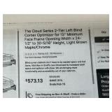 The Cloud Series 2-Tier Left Blind Corner Optimizer for 15" Minimum Face Frame Opening Width x 24-1/2" to 30-5/16" Height, Light Brown Maple/Chrome Msrp $573.13