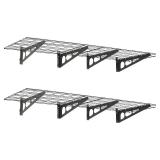 Klutch Wall-Mount Garage Storage Shelves, 7.9in.H x 36in.W x 24in.D, Black, 4-Pack