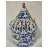 Formalities by Baum Brothers Decorative Blue & White Ceramic Bird Cage