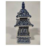 Chinoiserie Blue & White Porcelain Pagoda Jar
