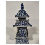 Chinoiserie Blue & White Porcelain Pagoda Jar