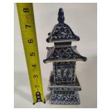 Chinoiserie Blue & White Porcelain Pagoda Jar