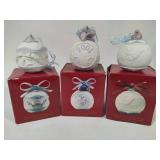 Lladro 2000, 2001 & 2002 Round Ball Christmas Ornaments w/Box