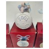 Lladro 2000, 2001 & 2002 Round Ball Christmas Ornaments w/Box