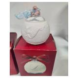 Lladro 2000, 2001 & 2002 Round Ball Christmas Ornaments w/Box