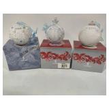 Lladro 2004, 2005 & 2006 Round Ball Christmas Ornaments w/Box