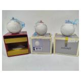 Lladro 1991, 1992 & 1993 Round Ball Christmas Ornaments w/Box