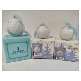 Lladro 1990, 1995 & 1996 Round Ball Christmas Ornaments w/Box