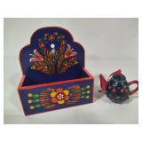 Scandinavian Design Decorator Plate, Card Holder & Mary Engebretsen Teapot Ornament