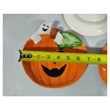 Fitz & Floyd Kitty Witches Salt & Pepper Shakers + Three Halloween Porcelain Candy Dishes