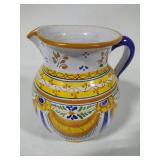 Mexican Talavara Hand Painted Pitcher - Signed