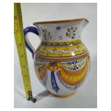 Mexican Talavara Hand Painted Pitcher - Signed