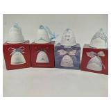 Lladro 2001, 2002, 2004 & 2005 Bell Christmas Ornaments w/Box