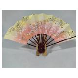 Vintage Japanese Folding Fan w/Stand