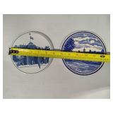 Assorted Blue & White Plates, Coaster, Trivets, etc