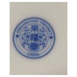 Two Blue & White Jars w/Lids