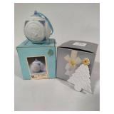 Lladro 1988 VIntage Round Ball Christmas & Flat Tree Ornamets w/Box