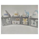 Lladro 2014 (x2), 2016 & 2017 Bell Christmas Ornaments w/Box