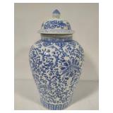 XL Blue & White Temple Jar w/Lid