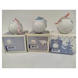 Lladro 1992, 1993 & 1997 Round Ball Christmas Ornaments w/Box