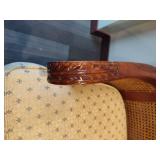 Sam Moore Cane Swivel Wood Carved Desk Chair