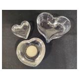 Orrefors Crystal Heart Votive Holder + Heart Bowls