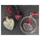 Kosta Boda Heart Sun Catcher & Two Glass Heart Ornaments