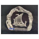 Nybro Swedish Glass Viking Ship