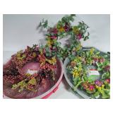 Berry & Floral Wreaths w/Wreath Box Storage Containers
