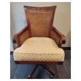 Sam Moore Cane Swivel Wood Carved Desk Chair